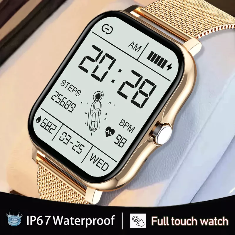 

2022 New Fashion Women Smart watch Men HD Color Screen Full Touch Fitness Tracker Bluetooth Call Smart Clocks Ladies Android IOS