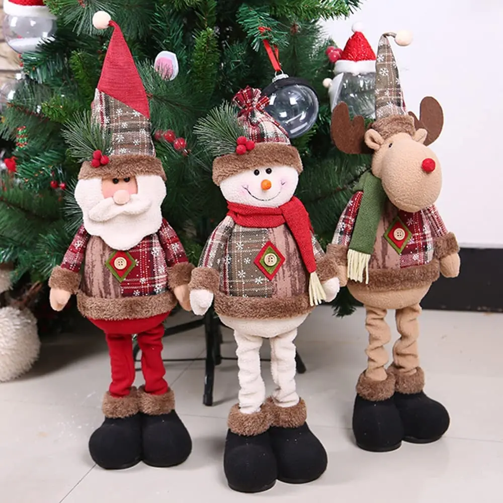 

Santa Claus Christmas Ornaments Tree Decor Elk Snowman Plush Christmas Doll Decorations For Home 2023 Navidad Pendant Gift Kids