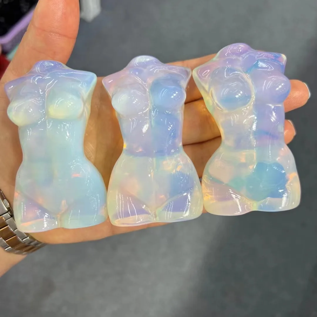 

Natural Crystal Opal Gems Hand Carving Model Body Craft Ornament Energy Healing