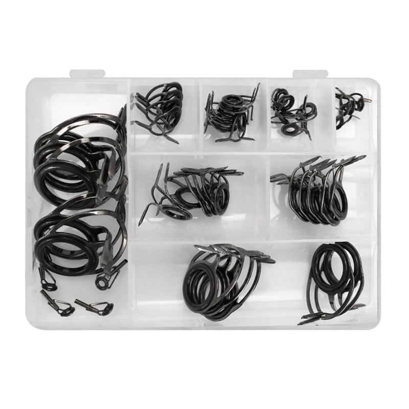 

45 Pcs/Set 9 Size Fishing Rod Guides Tip Top Ring Repair Kit Line Rings Eyes Set Frame Fishing Rod Guide Tip Accessories