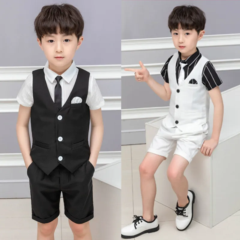 Summer School Kids Fashion Vest Suits Royal Blue Children Vest Photography Dress for Prom New Brand Baby Boys Evening Clothes