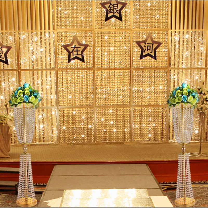 

100cm(H) wedding centerpiece table flower stand crystal pillar Wedding Road Leads