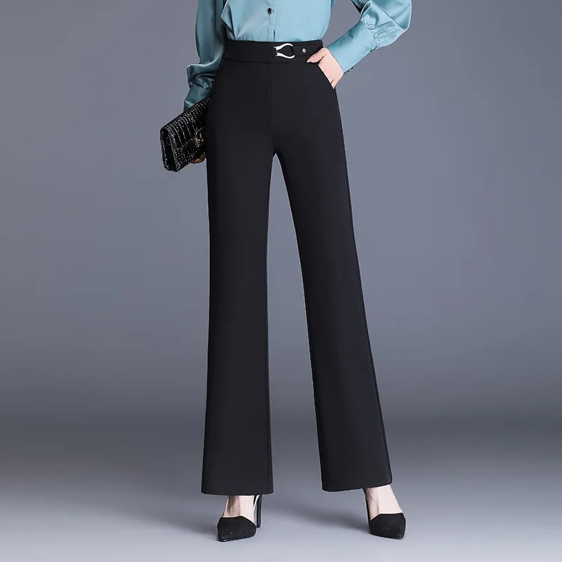 

2022 New Black Tube Trousers Women's Autumn and Winter High Waist Drape Trousers Temperament Lady Commuter Pants