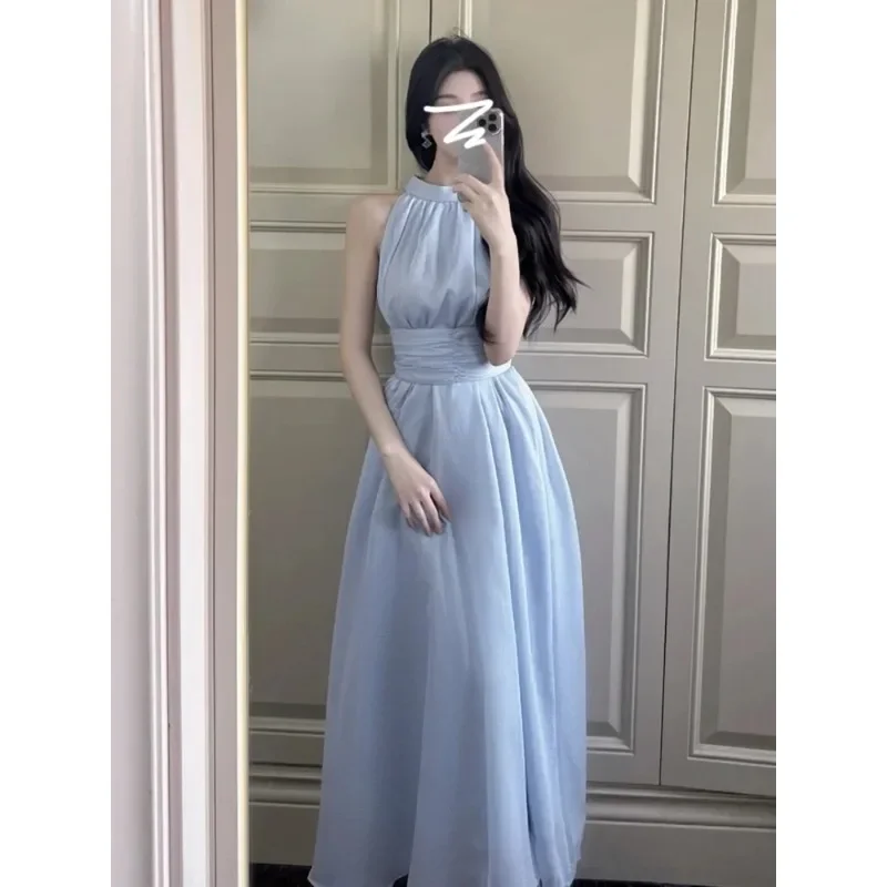 Платье без рукавов с подвесным воротником детское лето 202 новое платье для отдыха