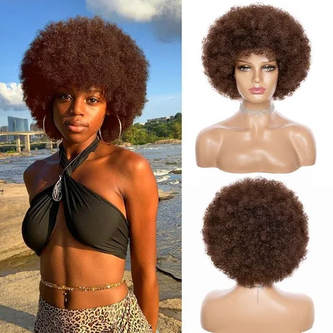 Афро кудрявые вьющиеся человеческие волосы парик с толстой челкой 99J красный короткий боб парики для черных женщин плотность 180% полностью машинные волосы