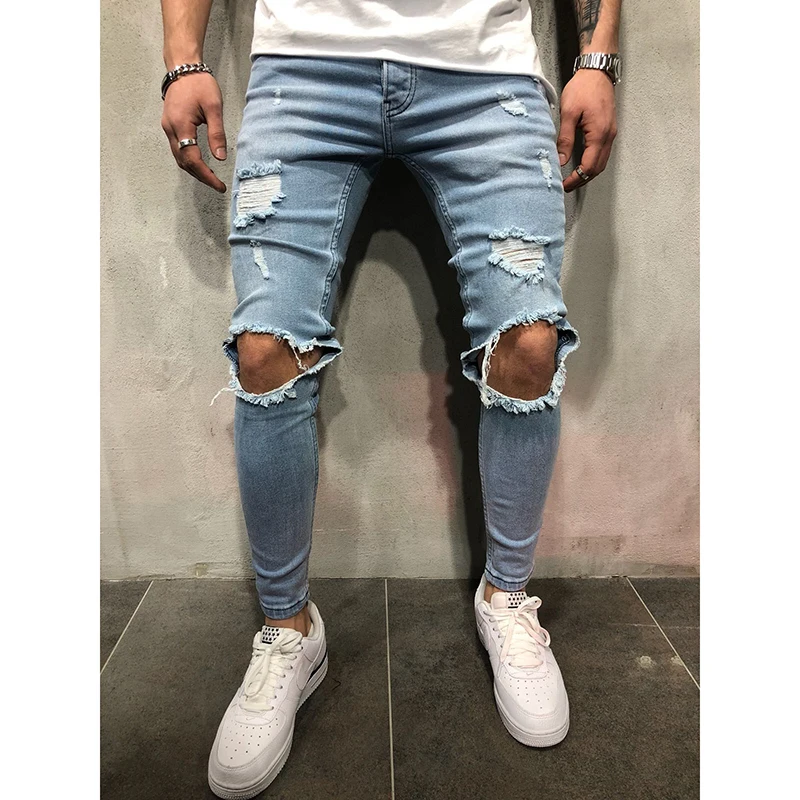 Mens Skinny Ripped Denim Trousers Biker High Quality Male Slim Casual Pants Hip Hop Jogging jean homme Fashion Jeans For Men