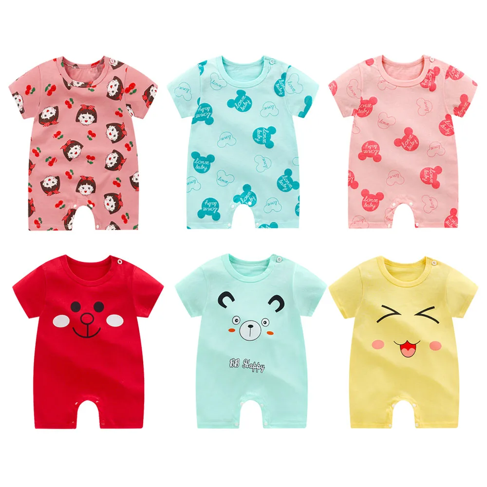 

0-24Months Baby Girl Summer Clothes 2Pcs/Lot Cute Cartoon Print New Born Toddler Short Sleeveless Baby Boys Rompers Unisex