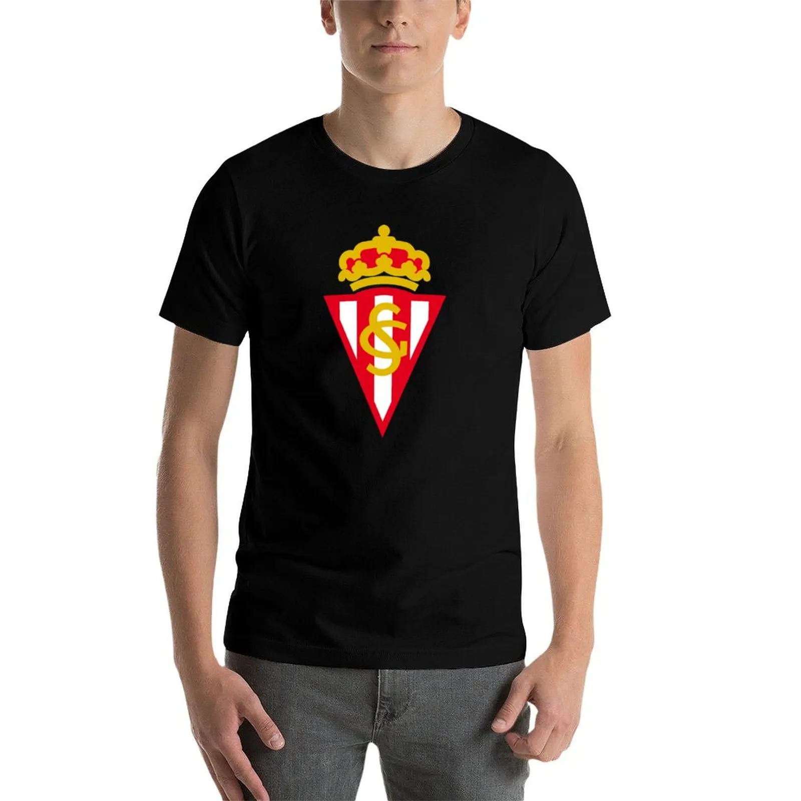 Фото Футболка с принтом флага и гербом футбольного клуба Sporting de Gijon, мягкая хлопковая футболка с принтом №4