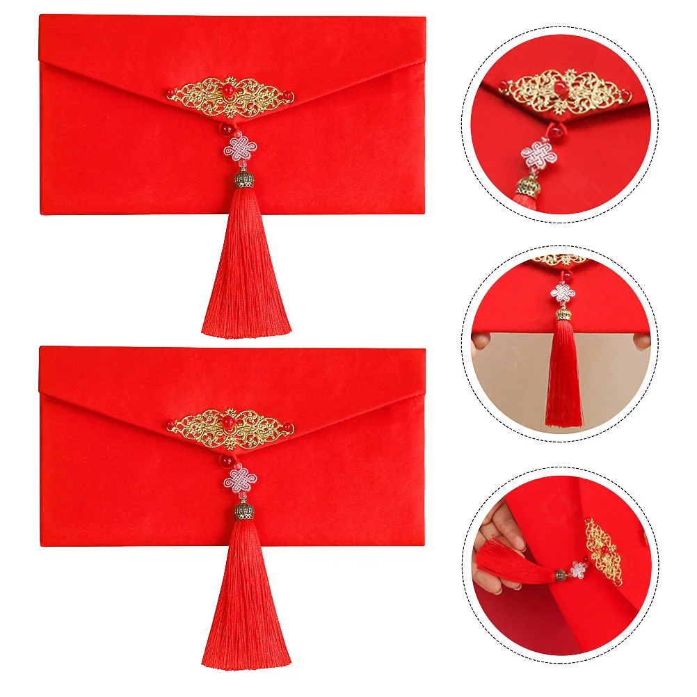 

Envelopes 2021 Envelopes Packets with Tassel Chinese New Year Hong Bao 2021 New Year Party Favor Red