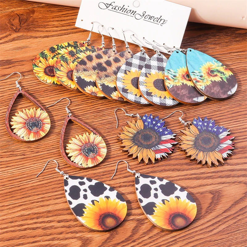 

Trendy Flower Drop Earrings for Women Bohemian Sunflower Dangle Hooks Earrings Brincos Femms Girls Party Birthday Jewelry Gifts