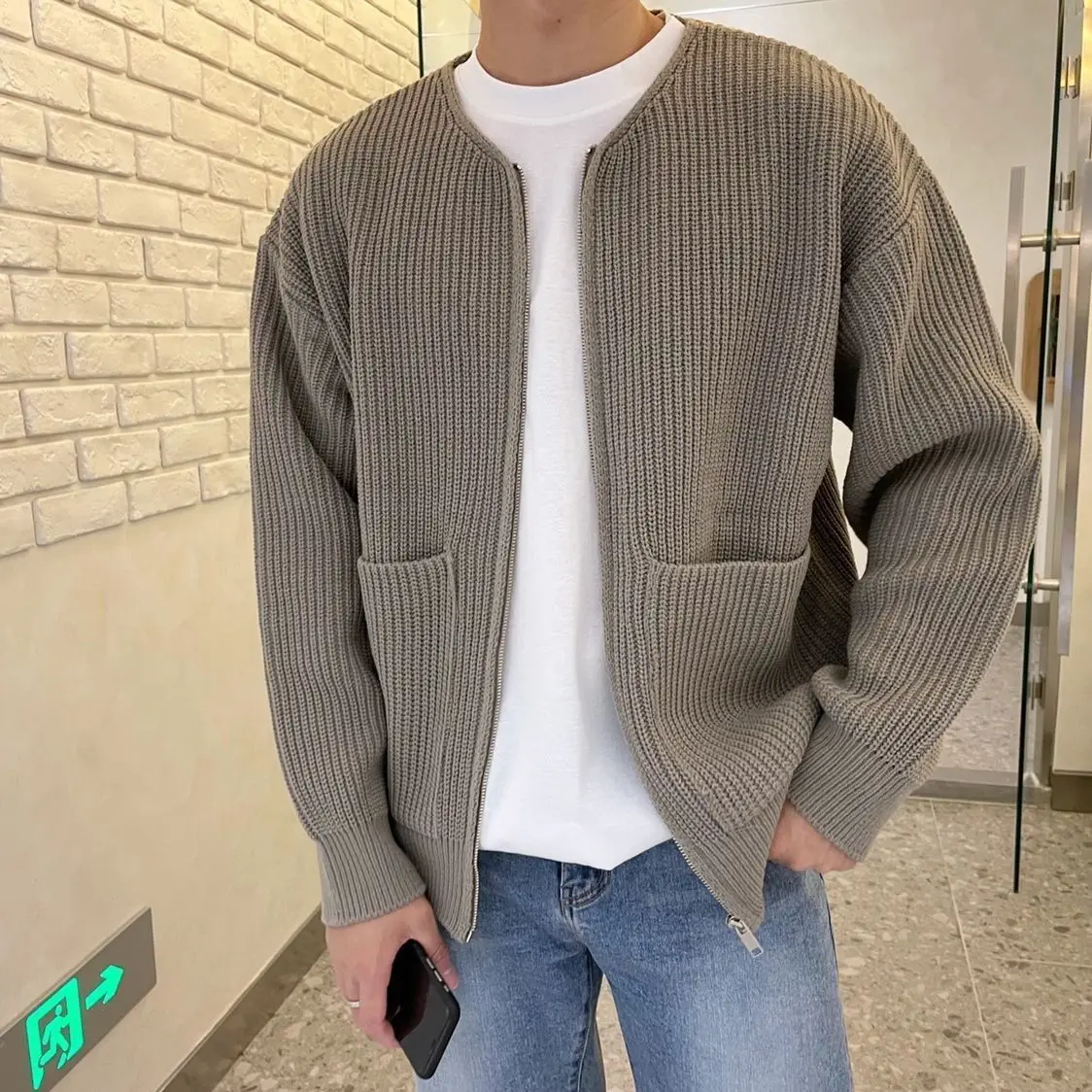 

Fashion Knitwear Cardigan New Spring Slim Men Fitted Sleeve Male Casual Autumn Long Knitted 2022 Zippers Cardigans Sweater