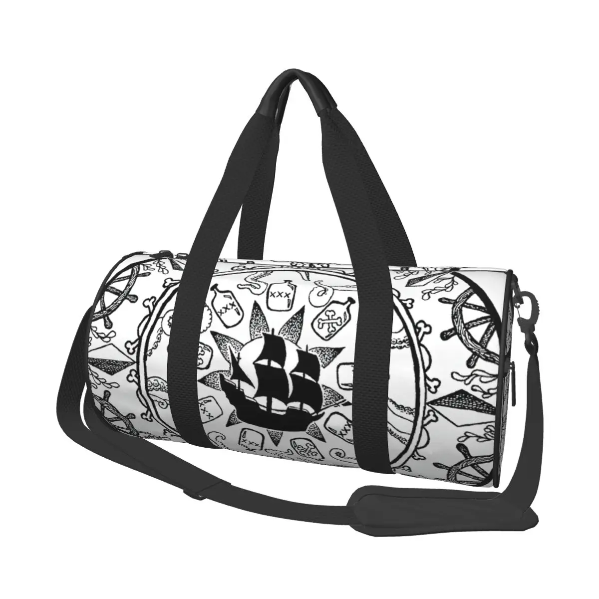 

On The Briny Seas Mandala Travel Bags Men Fitness Handbag Cylinder Shoulder Bag Women Large Travel Tote Luggage Bag
