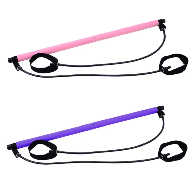 

x3 resistance band bar Portable Yoga Pilates Bar Stick with Resistance Band Home Gym Muscle Toning Bar Fitness Stretching