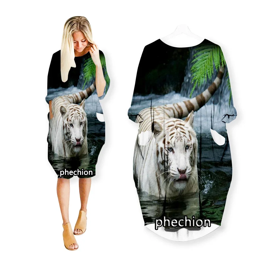 Летнее красивое платье phechion с 3D принтом тигра модное Повседневное средней длины