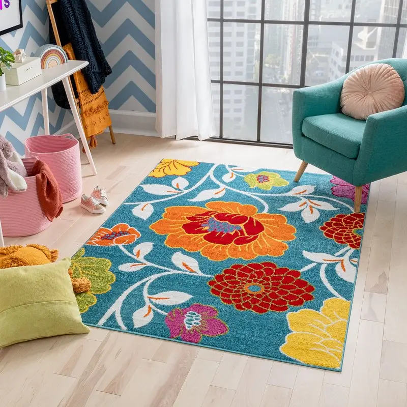 

Perfectly-Designed Star Daisy Flowers Area Rug with Long-Lasting Look & Use for Living Room, Bedroom, Nursery & Playroom.