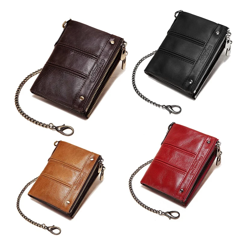 

HUMERPAUL Men's Wallet Leather Zipper Coin Bag Short Men's Wallet Card Holder Rfid Money Bag