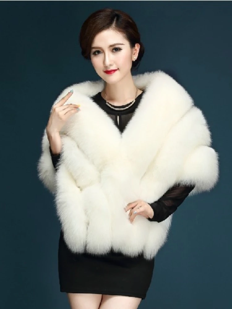 ICCLEK 2019 fox hair shawl Korean fashion fox hair bride wedding dress short large fur horse hair lady