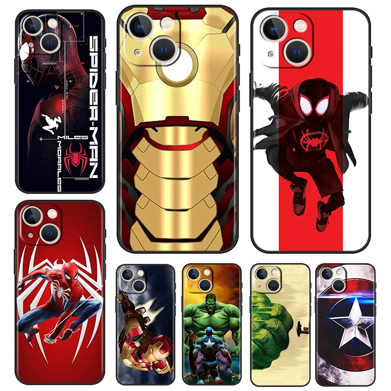 

Iron Man Marvel hero For Apple iPhone 13 12 11 Pro Max Mini XS Max X XR 6 7 8 Plus 5S SE2020 Soft Black Phone Case Fundas Coque
