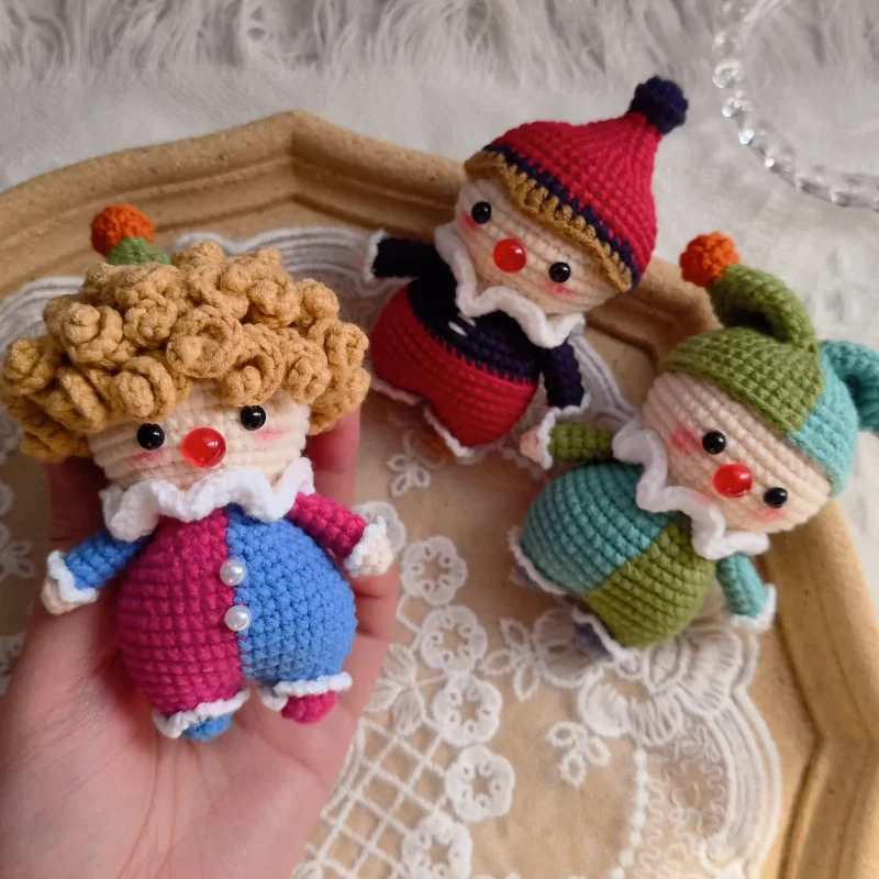 

Cute Circus Clown Pendant Crochet Material Bag Handmade DIY Woolen Knitting Doll To Pass The Time During Pregnancy