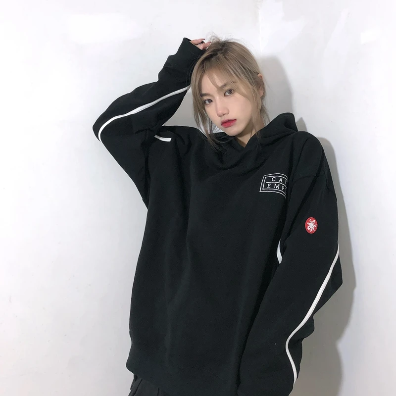 

Черные хлопковые мужские и женские толстовки Amekaji, персонализированный осенне-зимний пуловер с капюшоном и вышитыми буквами, Топ