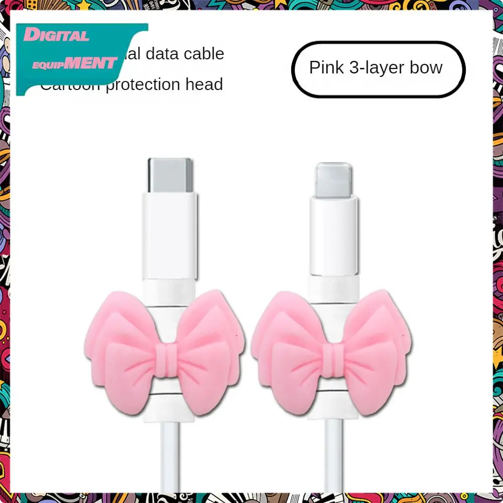 

Portable Cable Protection Prevent Breaking Protection Cover Cute Bow Cartoon Cable Head Case For Iphone 13/12pro Ipad20