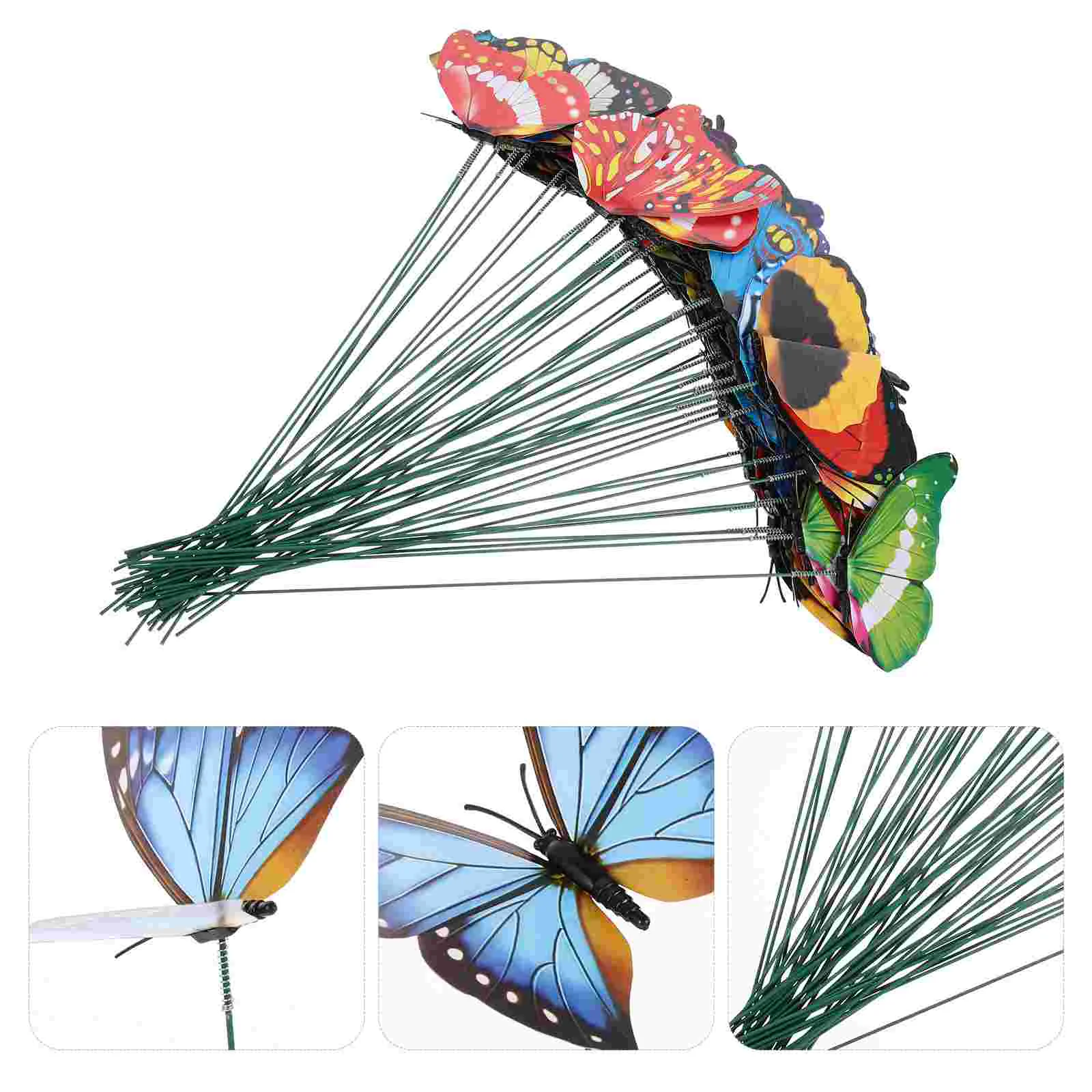 

50Pcs Decorative Butterflies Sticks Gardening Inserting Links Yard Adornment