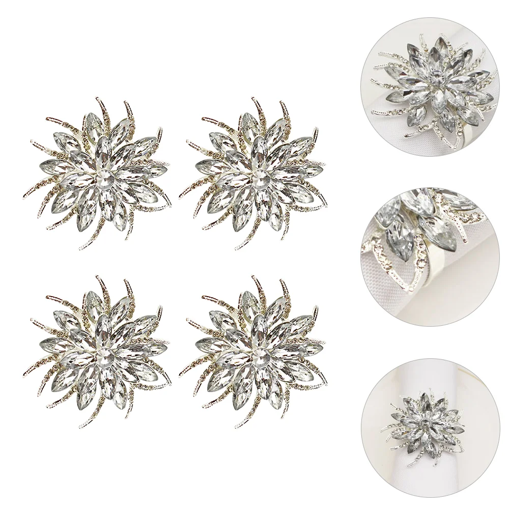 

Napkin Rings Christmas Holder Holdersxmas Reusable Metal Thanksgiving Buckle Ring Wedding Ties Holiday Crystal Silver