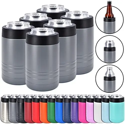 

12 oz Stainless Steel Double Vacuum Insulated Can or Bottle Beverage Cooler - Powder Coated Teal - 6 Pack Termo cafe para lleva