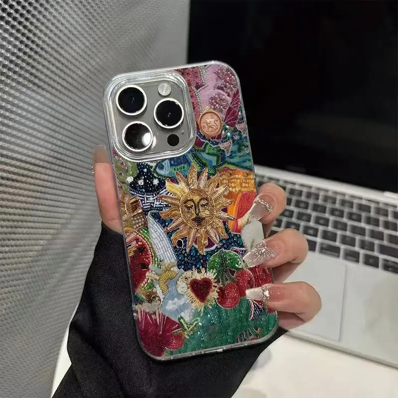 Фото Винтажный чехол для телефона с иллюстрацией, для IPhone 16, 15, 14, 13, 12, 11 Pro Max 7, 8 Plus, двухслойный силиконовый мягкий чехол с защитой от падения №1
