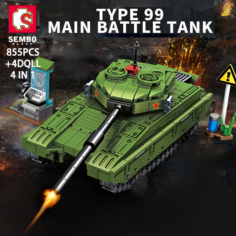 

SEMBO 4-IN-1 Military 855PCS Main Battle Tank Bricks Heavy Armed Weapon Building Blocks Compatible Display Toys Child Adults