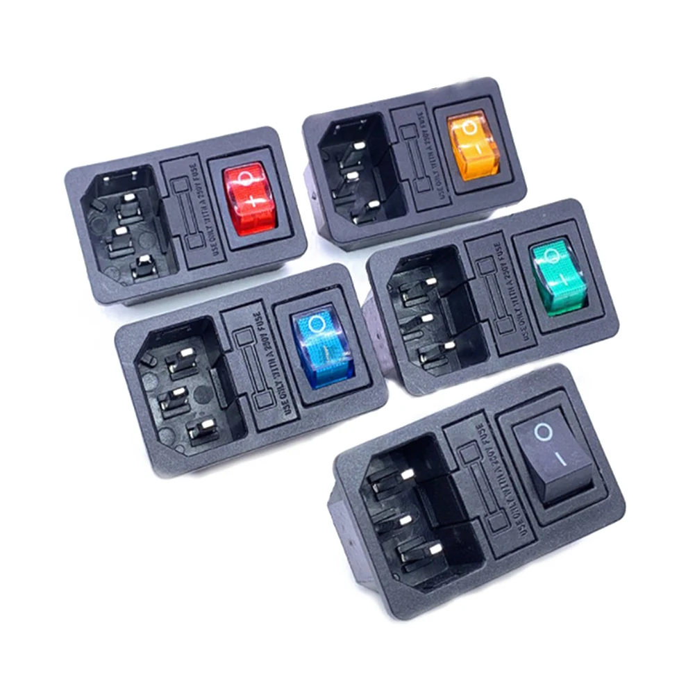 

2PCS 250V 10A Rocker Switch With Fused IEC320 C14 Inlet Power Socket Fuse Switch Connector Plug 3 In 1 AC Power Outlet Practical