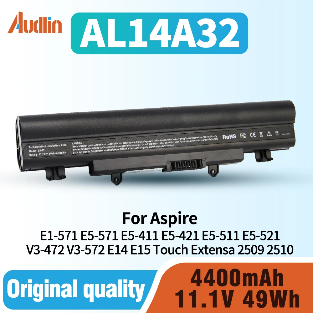 Аккумулятор ноутбука AL14A32 для Aspire E1-571 E5-571 E5-411 E5-421 E5-511 E5-521 V3-472 V3-572 E14 E15 Touch Extensa 2509 2510
