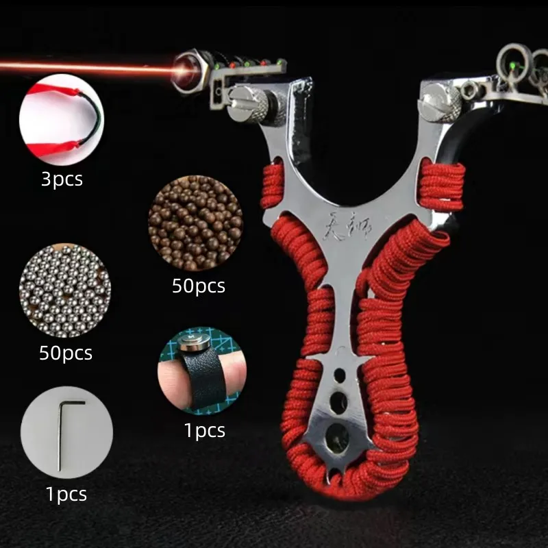 

Высокопрочная Рогатка для охоты, стрельбы на открытом воздухе, Рогатка из нержавеющей стали, режущая Рогатка с плоским резиновым ремнем, быстрый пресс
