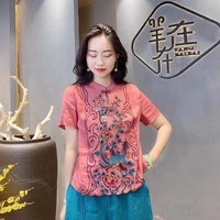 2022 cotton linen embroidery shirt vintage chiffon blouse chinese traditional women hanfu daily women shirt chinese blouse hanfu