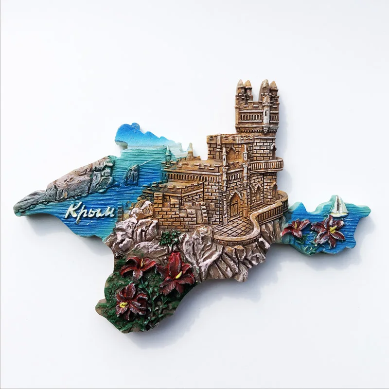 

Ukraine Tourist Souvenirs Fridge Magnets Swallow Castle Mini Picture Frame Creative Home Decoration Resin Magnetic Stickers