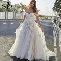 sodigne church princess wedding dresses 2022 off the shoulder lace up bridal party gowns custom made vestidos de novia