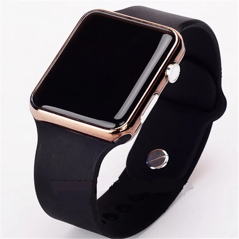 

New hot Silicone Band Digital Watch Red LED Watches Metal frame WristWatch Sport Clock Hours watch men Часы спортивные