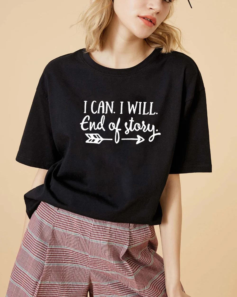 

I Can Will End of Story T Shirt Women Short Sleeve Tshirts Women Tee Shirts Top