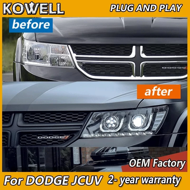 Светодиодный ная фара для Dodge JCUV фары 2008-2019 светодиодные путешествий DRL Fiat Freemont Angel