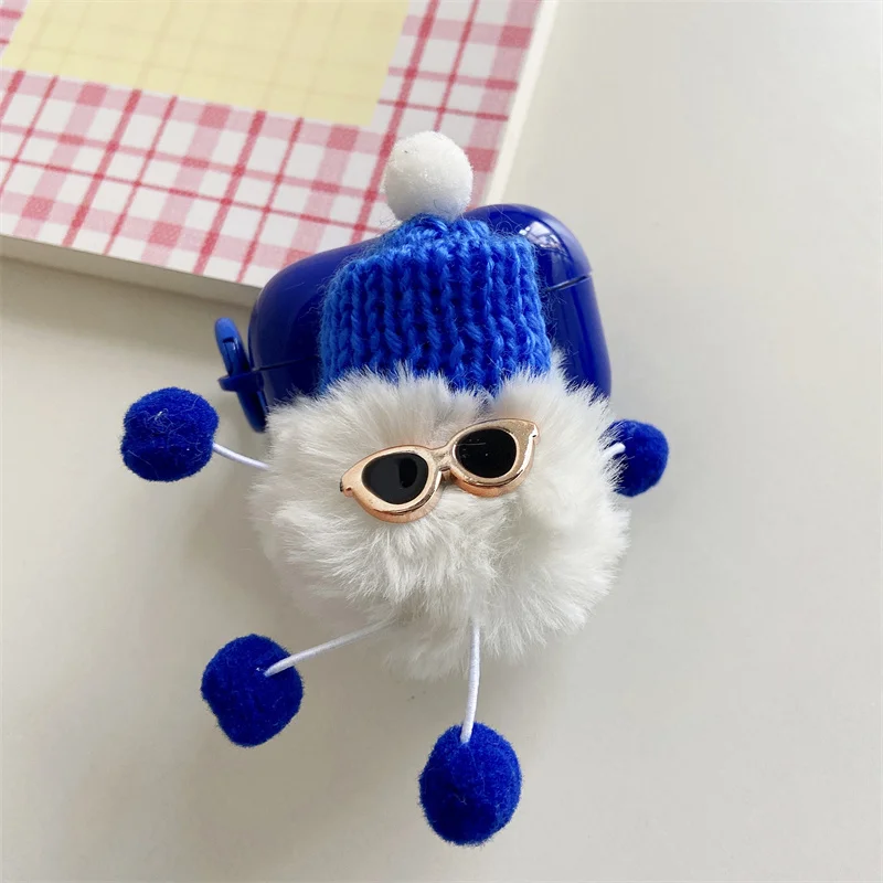 

Luxury Cute 3D Plush Doll With Hat Case For Iphone Airpods 1 2 3 Pro Protcetive Shockproof Back Cover