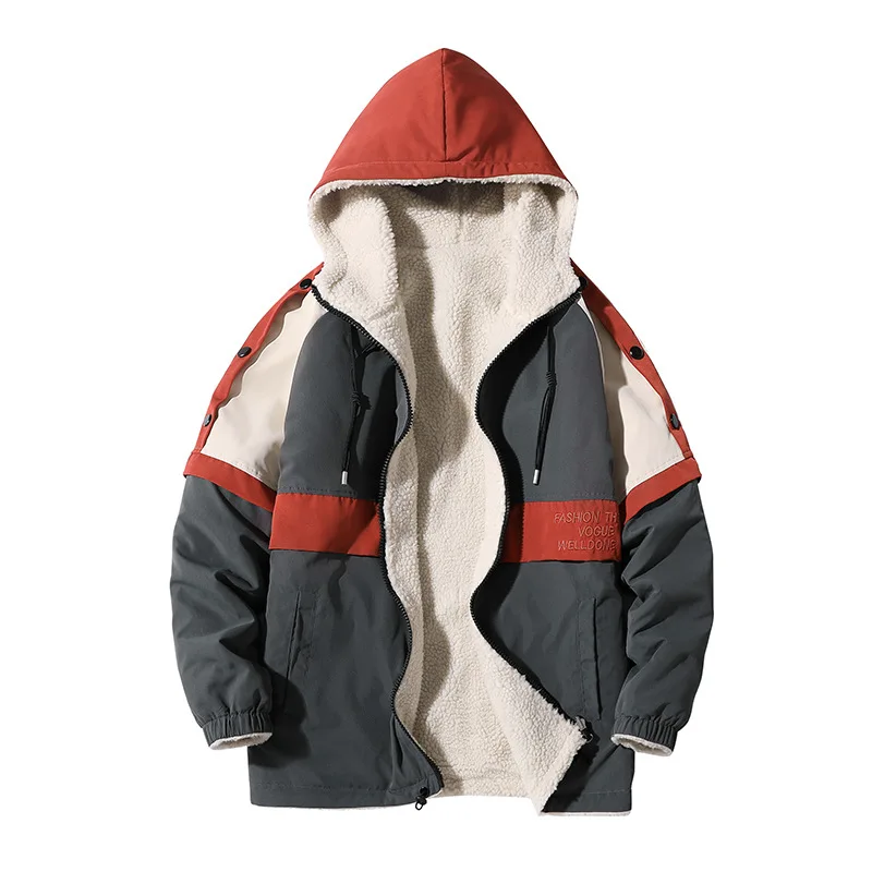 Imitation Lamb Velvet Warm Jacket Oversized Plus Fat Double-sided Wear Plus Velvet Thick Hooded  Winter Coat Men Ropa De Hombre