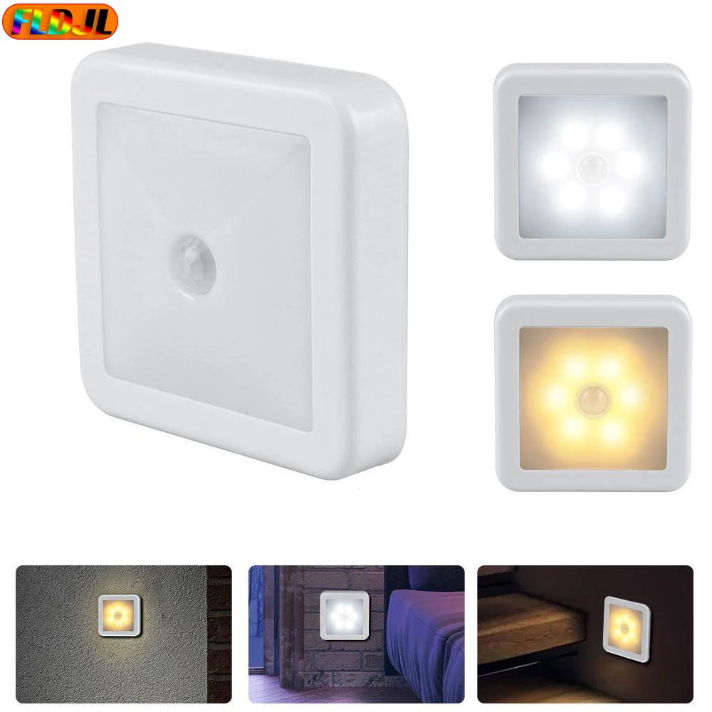

PIR Motion Sensor LED Night Light Smart Night Lamp Battery Powered WC Bedside Lamp For Room Hallway Pathway Toilet Home Lighting