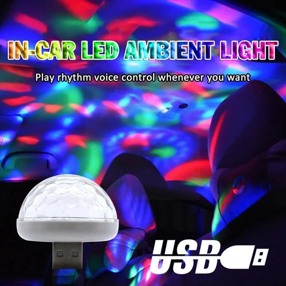 

Миниатюрный светодиодный автомобильный атмосферный светильник с USB, RGB музыкальное управление звуком, светильник для диджея, домашвечерние...