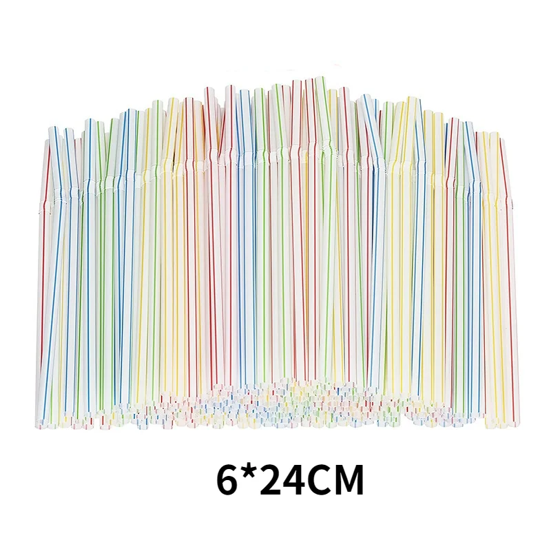 

100Pcs 24cm Colorful Disposable Plastic Curved Drinking Straws Wedding Birthday Party Bar Drink Accessories Drink Juice