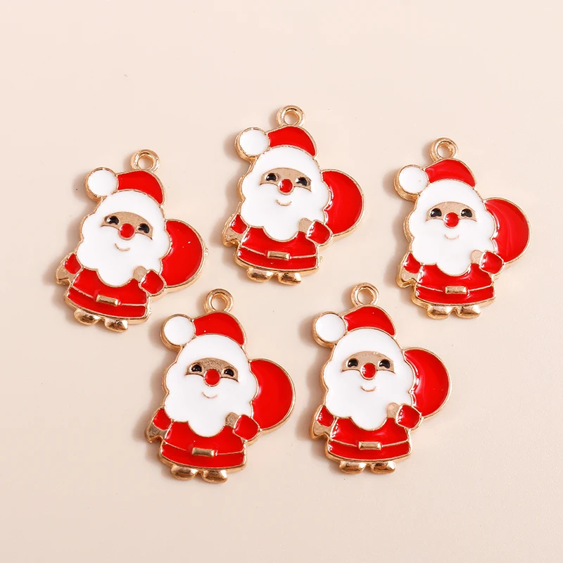 

10pcs Cartoon Santa Claus Charms for Jewelry Making DIY Christmas Drop Earrings Pendants Necklaces New Year Crafts Decorations