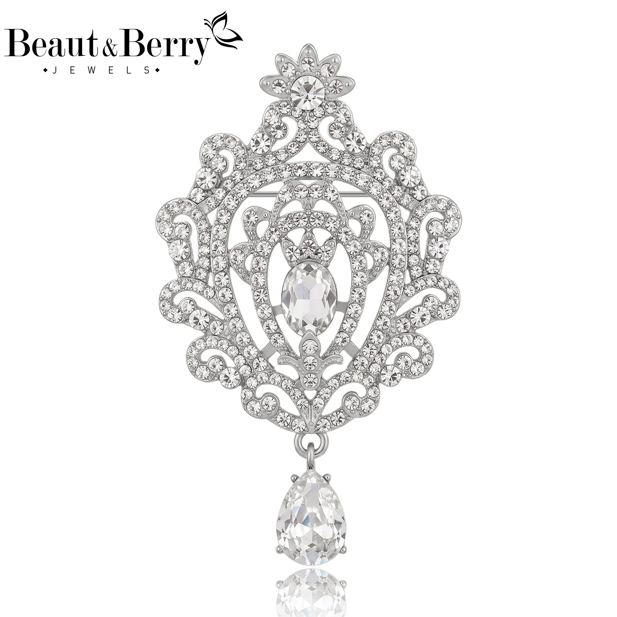 Фото Роскошные броши-подвески Beaut&Berry из хрустального стекла для женщин и мужчин, унисекс, с кристаллами, повседневные украшения для вечеринок, аксессуары, подарки №1