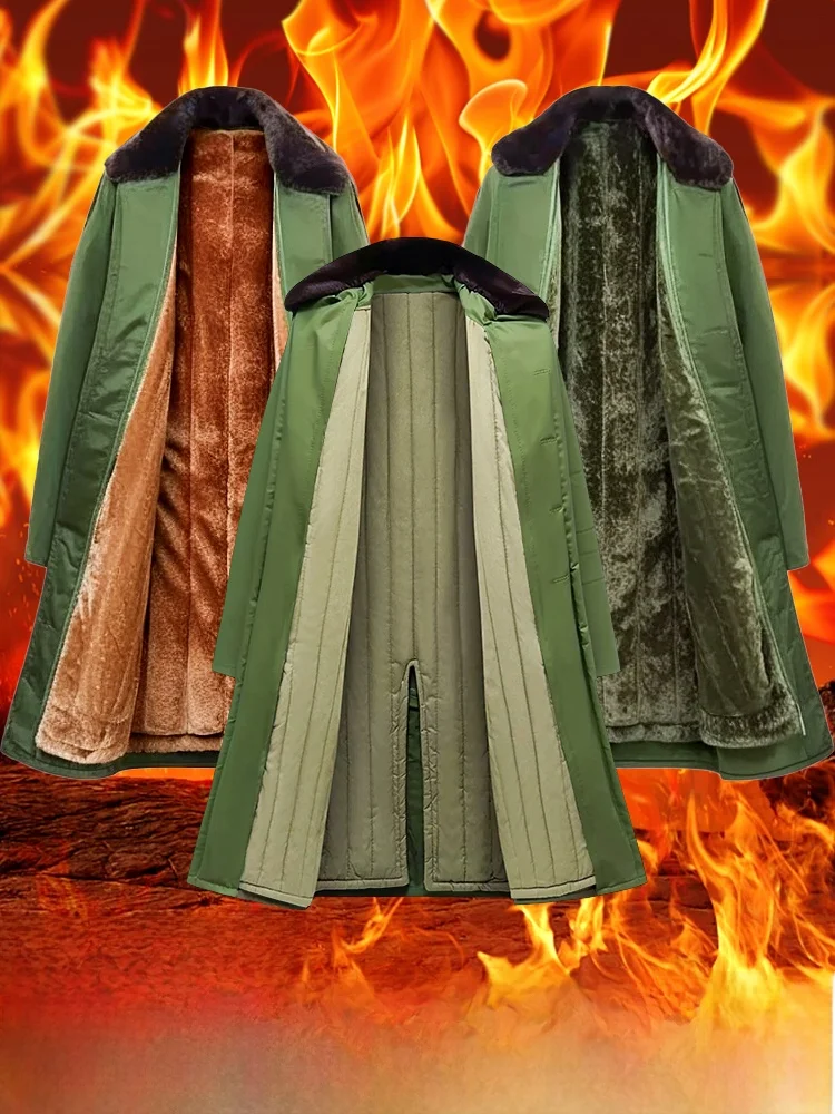 Пальто в стиле милитари зимняя утолщенная флисовая подкладка охрана труда