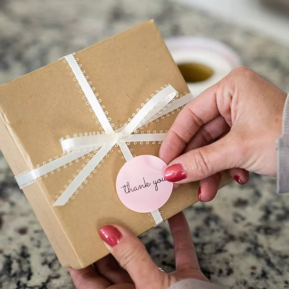 

100-500pcs Thank You Sticker Envelope Seal Scrapbook Sticker Pink Heart Cute Round Sticker Stationery Label Stickers