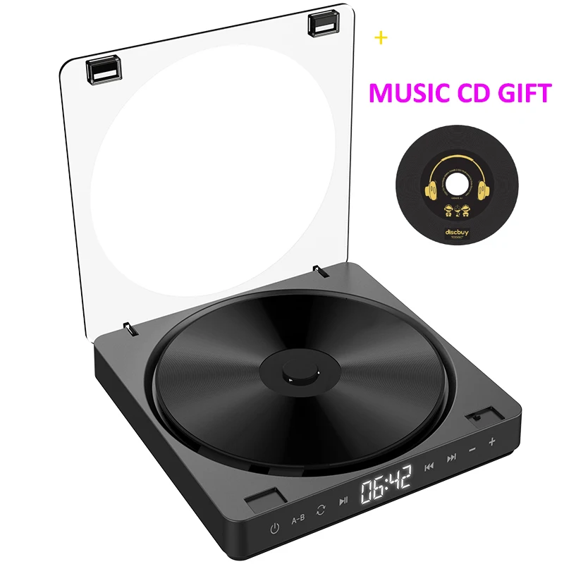 Портативный проигрыватель компакт-дисков, HIFI перезаряжаемый ударопрочный ЖК-дисплей с кнопками для воспроизведения музыки и компакт-дисков