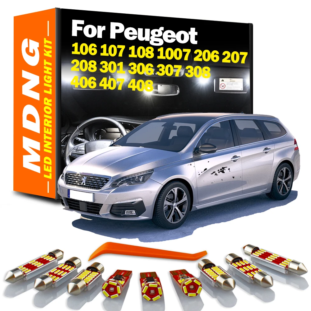 MDNG дневная карта купольсветильник комплект для Peugeot 106 107 108 1007 206 207 208 301 306 307 308 406 407